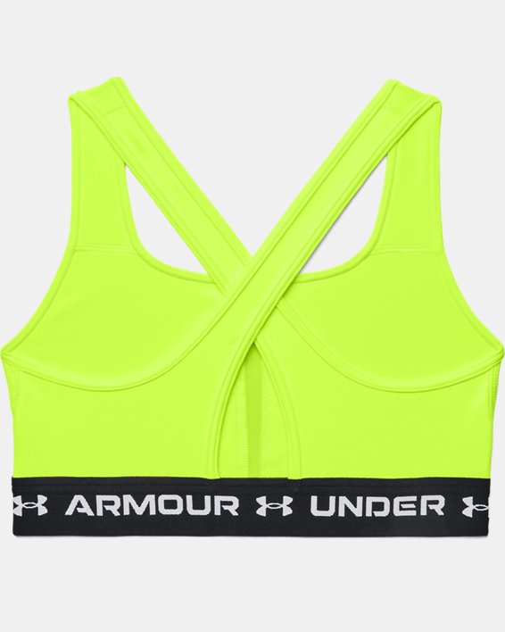 Women's Armour® Mid Crossback Sports Bra, Yellow, pdpMainDesktop image number 9